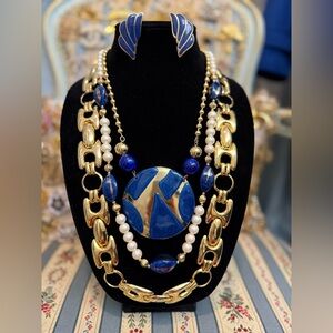 Elegant Gold and Blue Jewelry Set